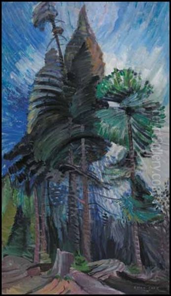 Wind In The Tree Tops Oil Painting by Emily Carr