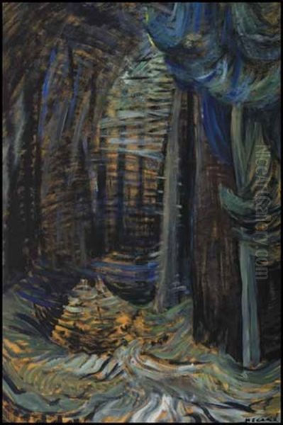 British Columbia Forest Oil Painting by Emily Carr