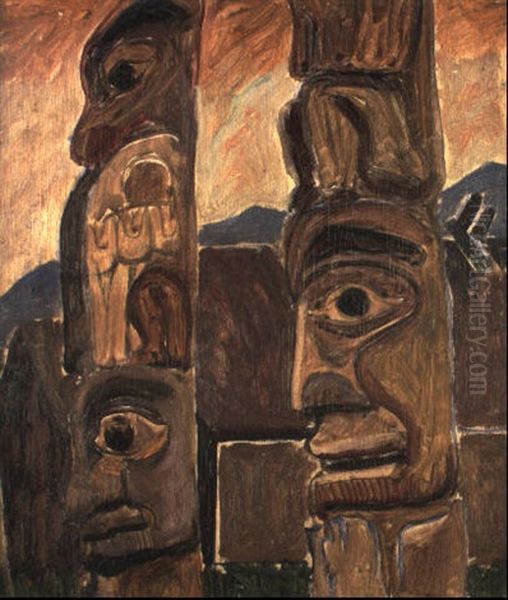 Totems Oil Painting by Emily M. Carr