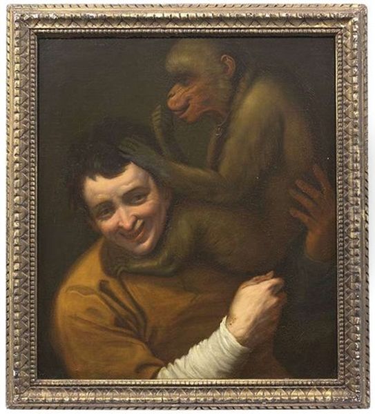 Junge, Der Mit Einem Affen Spielt Oil Painting by Annibale Carracci