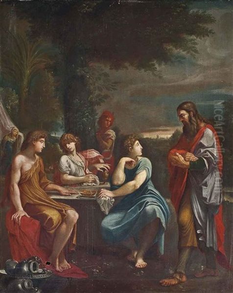 Abraham And The Three Angels Oil Painting by Ludovico Carracci