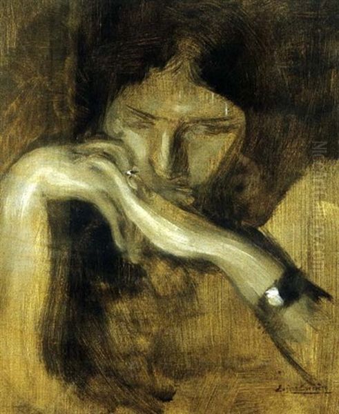 Meditation Oil Painting by Eugene Carriere