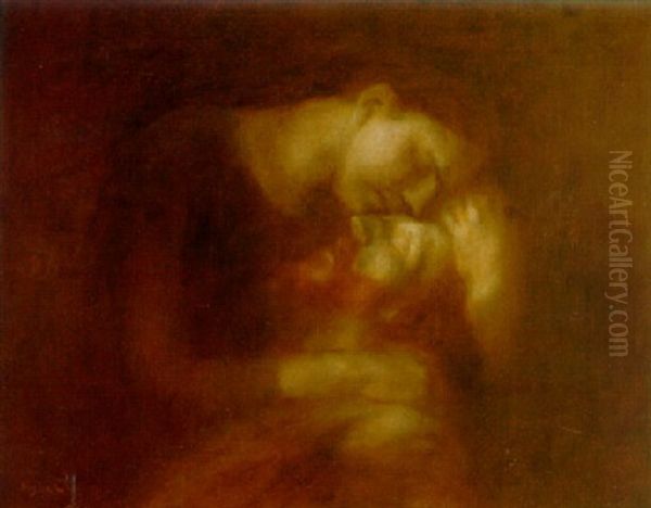 The Death Of Gauguin Oil Painting by Eugene Carriere