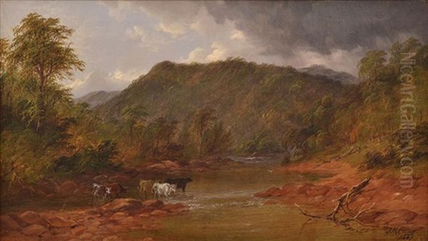 Cattle By The Lake Oil Painting by James Howe Carse