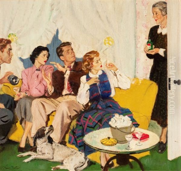 Cigarettes And Cocktails Oil Painting by Pruett Carter