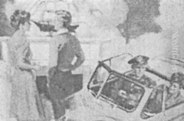 Air Corp Man And Companion Oil Painting by Pruett Carter