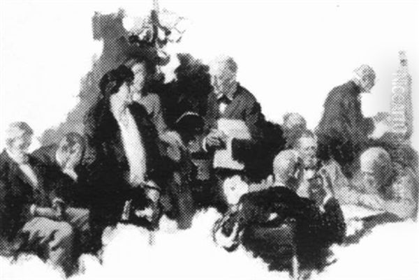 Woman Apologizes To Old Man Oil Painting by Pruett Carter