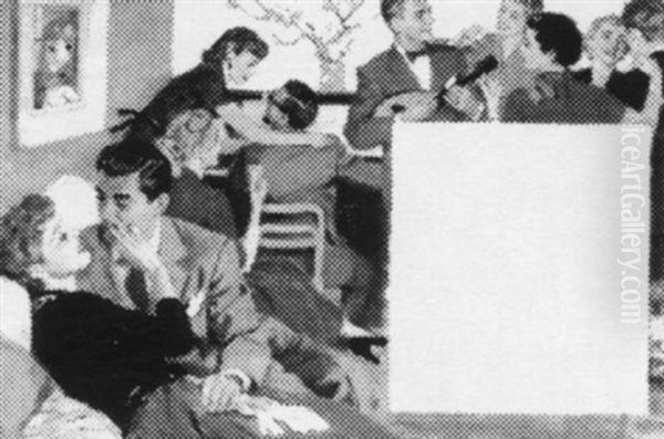 Party Scene With Ukulele Player Oil Painting by Pruett Carter