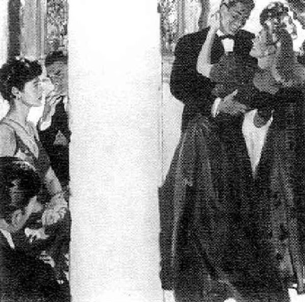 Couple Dancing, Others At Party Oil Painting by Pruett Carter