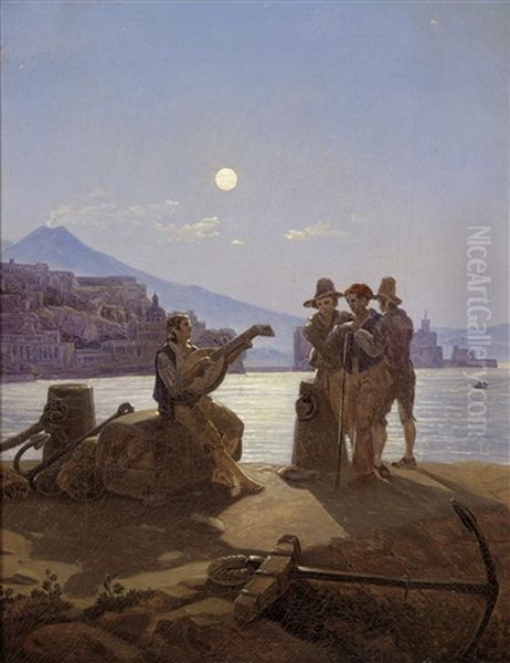 Italienische Fischer Im Hafen Von Neapel Oil Painting by Carl Gustav Carus