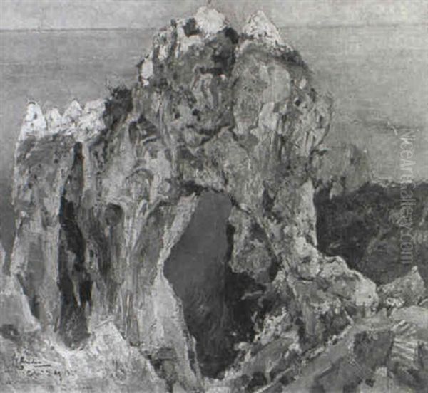 L'arco Naturale A Capri Oil Painting by Giuseppe Casciaro