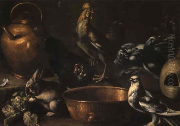 Animali Da Cortile Oil Painting by Giovanni Agostino Cassana