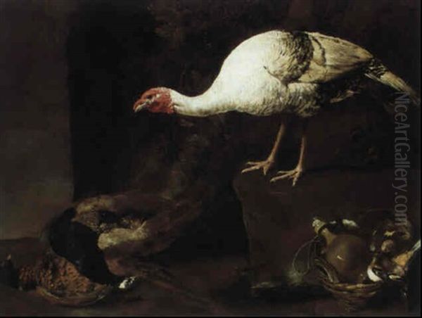 Natura Morta Con Tacchino Oil Painting by Giovanni Agostino (Abate) Cassana