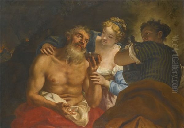 Lot And His Daughters Oil Painting by Niccolo Cassana