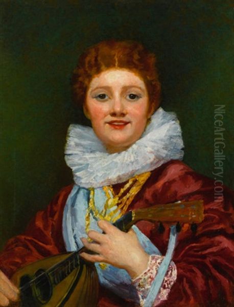 Young Woman Wearing A Ruff Oil Painting by Mary Cassatt