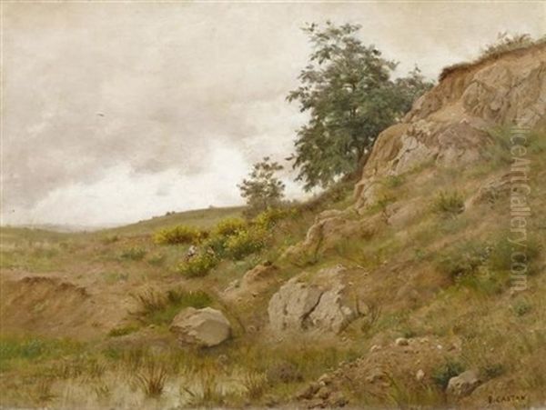 Felsenlandschaft Mit Zwei Personen Oil Painting by Gustave Eugene Castan