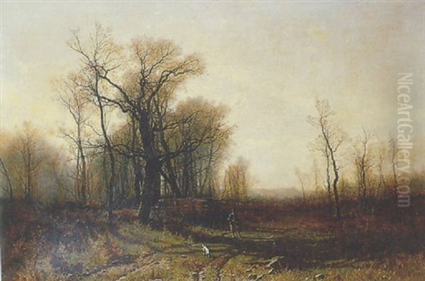 Paysage Avec Chasseur Et Chien Oil Painting by Gustave Eugene Castan