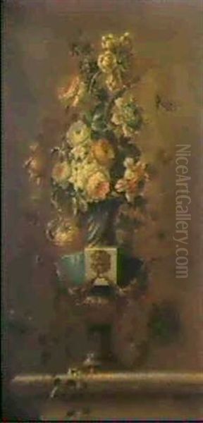 Bouquet De Fleurs Sur Un Entablement Oil Painting by Pieter Casteels III