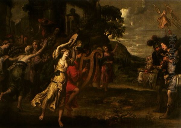 L'arrivee Triomphale De David A Jerusalem Oil Painting by Pauwels Casteels
