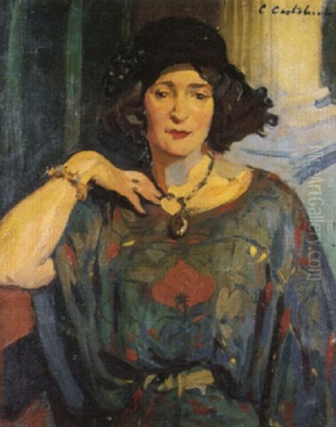 Portrait De Madame Meyer, Femme Du Maire Du Havre Oil Painting by Claudio Castelucho Diana
