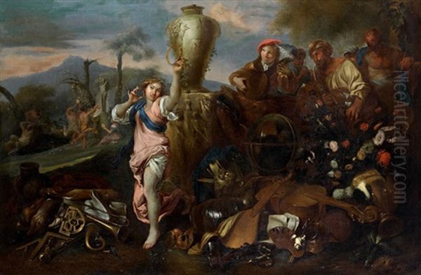 Scene De Bacchanale Oil Painting by Giovanni Benedetto Castiglione