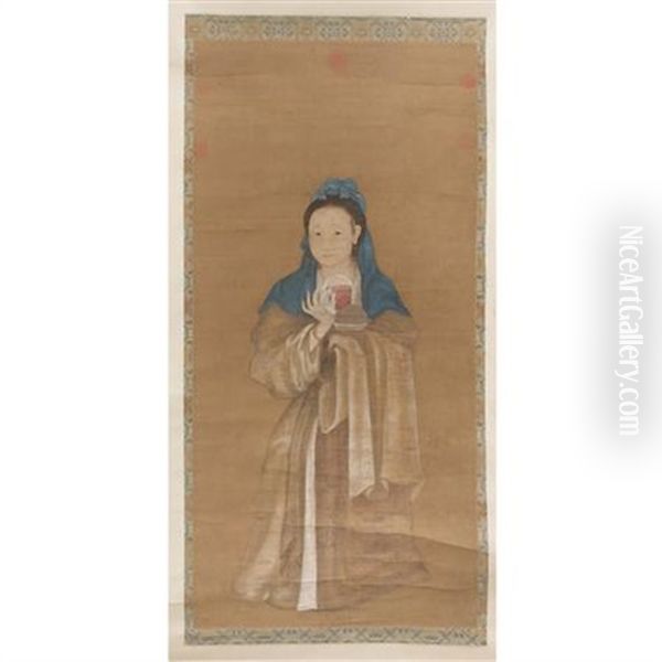Female Dressed In Western Costume Oil Painting by Giovanni Benedetto Castiglione