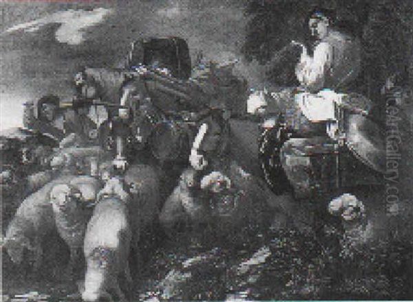 Pastori Ed Armenti Oil Painting by Giovanni Benedetto Castiglione