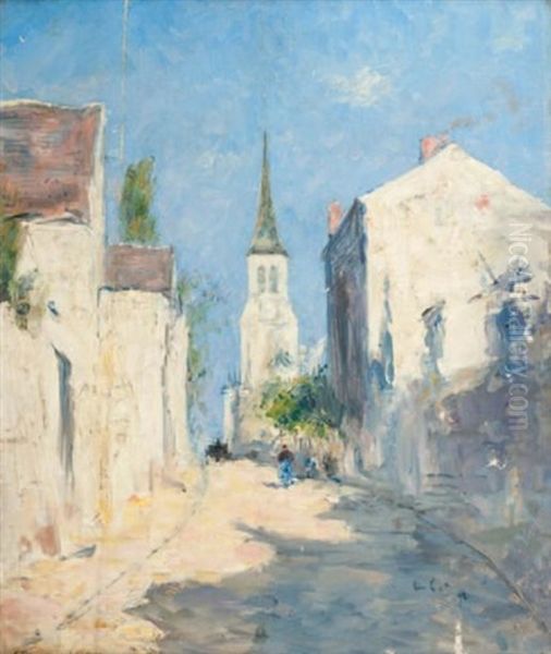 Rue De Village Ensoleillee Et Animee Vers L'eglise Oil Painting by Siebe Johannes ten Cate