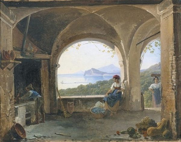 Loggia Oberhalb Des Golf Von Pozzuoli Oil Painting by Franz Ludwig Catel