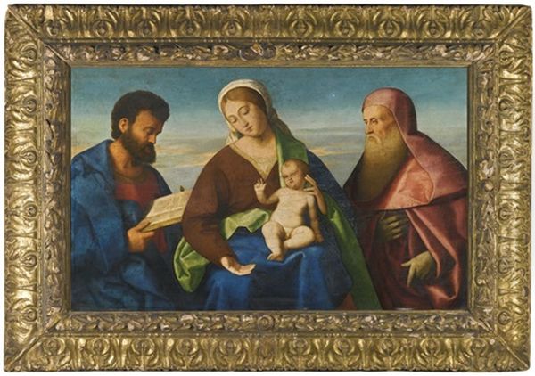 A Sacra Conversazione: The Madonna And Child With Saints Mark And Jerome Oil Painting by Vincenzo Catena
