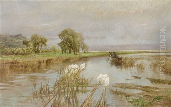 Mattino Dopo La Pioggia-lago Trasimeno Oil Painting by Ludovico Cavaleri