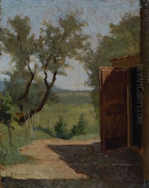 La Porticina Rossa Oil Painting by Eugenio Cecconi