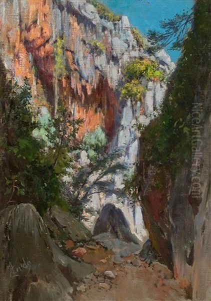 Torrente De Pareis, Mallorca Oil Painting by Lorenzo Cerda y Bisbal