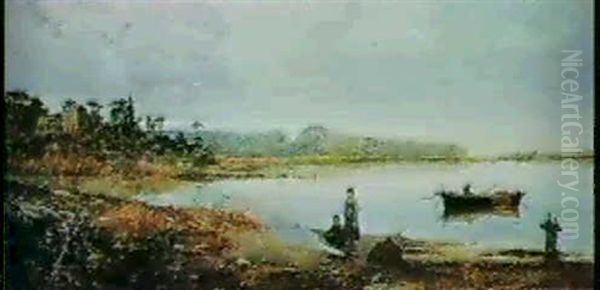 At The Lakeside Oil Painting by Lorenzo Cerda y Bisbal