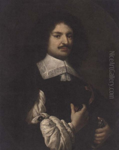 Portrait Of A Knight Of Malta Holding A Sword-hilt In His Left Hand Oil Painting by Carlo Ceresa