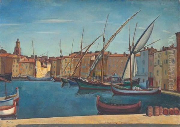 Le Port De St. Tropez Oil Painting by Edmond Ceria