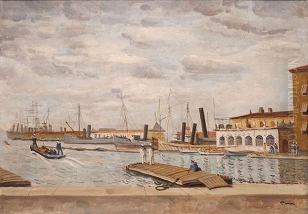 Le Port De Toulon Oil Painting by Edmond Ceria