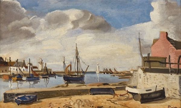 Port De Bretagne Oil Painting by Edmond Ceria
