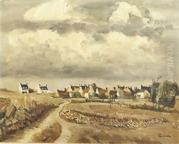 Village En Bretagne Oil Painting by Edmond Ceria