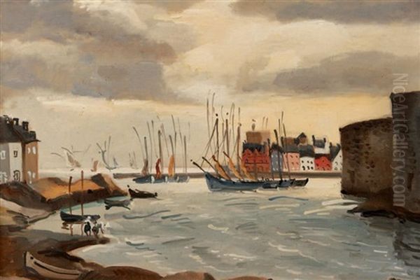 L'avant-port Oil Painting by Edmond Ceria