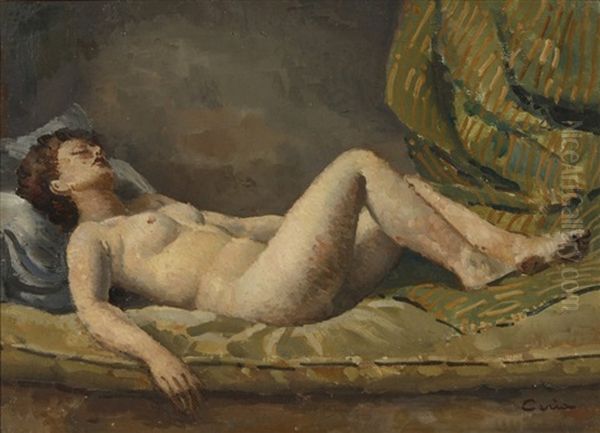 Nu Feminin Allonge Oil Painting by Edmond Ceria