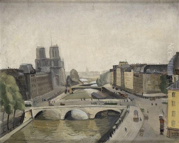 Vue De Paris Oil Painting by Edmond Ceria