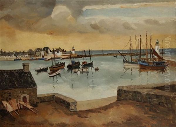 Port De Peche En Bretagne Oil Painting by Edmond Ceria