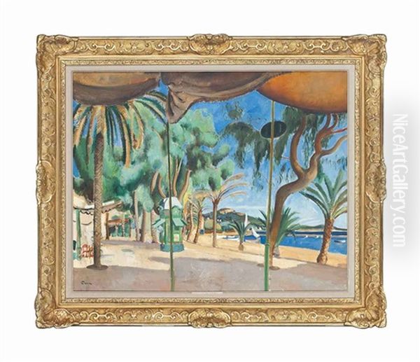 The Esplanade, Sanary-sur-mer Oil Painting by Edmond Ceria
