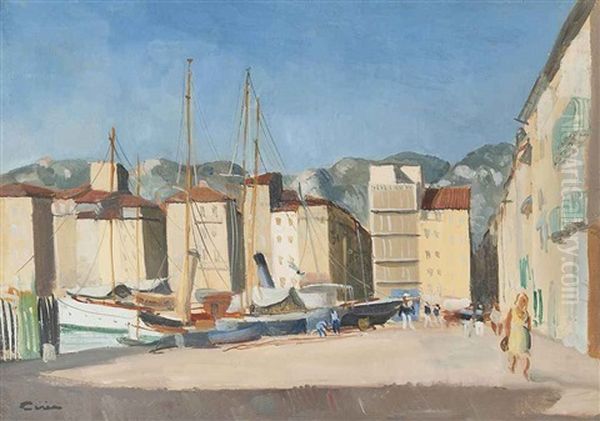 The Harbour At Toulon Oil Painting by Edmond Ceria