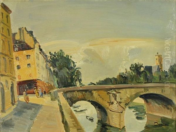 Paris, Le Pont Marie Oil Painting by Edmond Ceria
