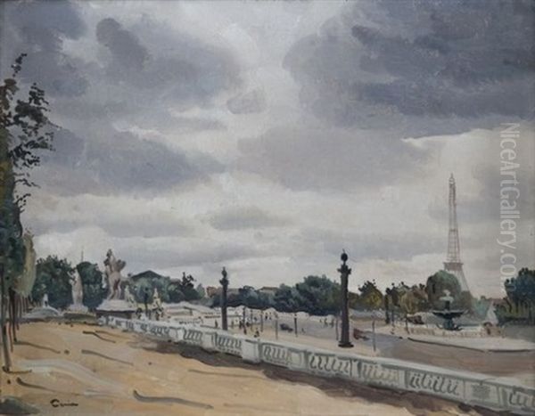 Paris La Tour Eiffel Oil Painting by Edmond Ceria