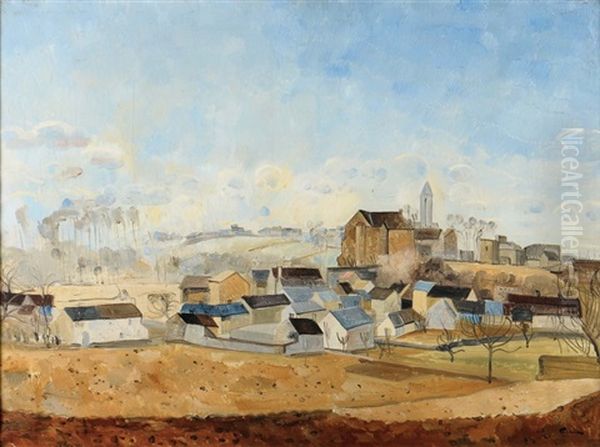 Village De Chateau Laudon Oil Painting by Edmond Ceria