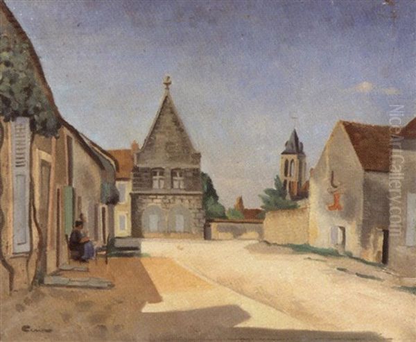 Place De Village Oil Painting by Edmond Ceria