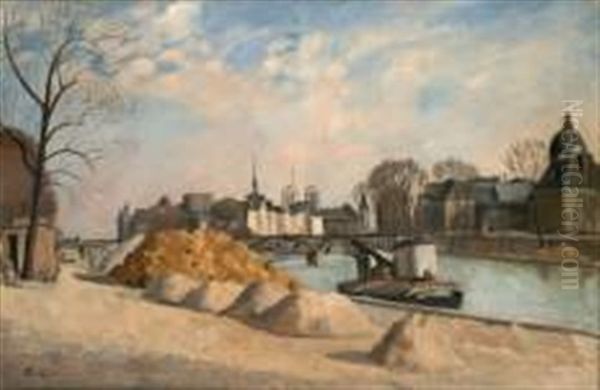 Paris, La Seine Au Pont Des Arts Oil Painting by Edmond Ceria